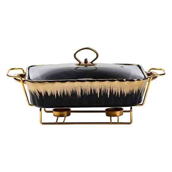 Настільний марміт для підігріву других страв 1,5-літровий квадратний порцелянаовий марміт HP1047 Київ