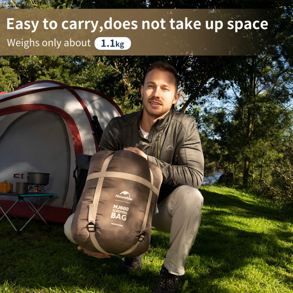 Спальник з капюшоном Naturehike MJ600 CNK2300SD014, коричневий Киев - изображение 3