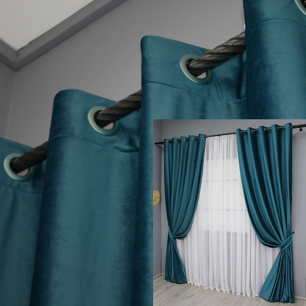 Комплект штор на люверсах VR-Textil Бархат № 1662ш Мурена 150х280 см 2 шт (37-0223) Киев - изображение 1