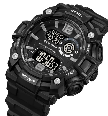 Часы мужские спортивные наручные Skmei 2018 (Черный с черным циферблатом) Киев
