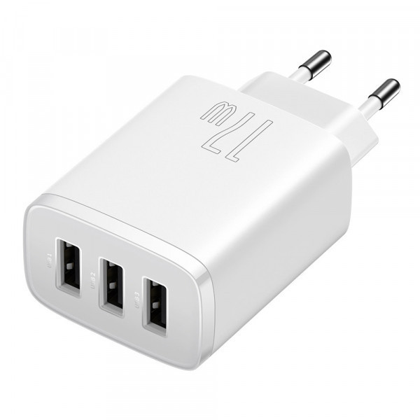Зарядний пристрій 3xUSB 17W (USB-A) Білий Baseus (CCXJ020102) Київ - фото 4