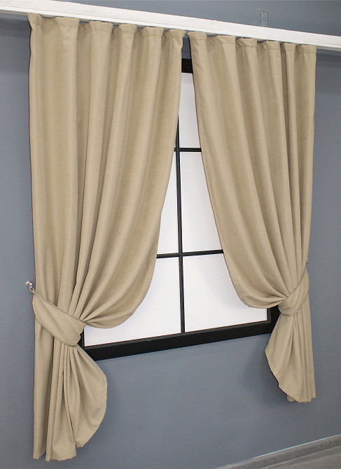 Комплект коротких штор VR-Textil Мікровелюр SPARTA № 1192ш Бежевий 130х170 см 2 шт (35-0113) Київ - фото 10