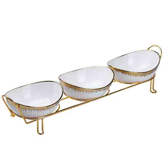 Yiwu Набір менажниць порцелянових на підставці 3 штуки Коломия