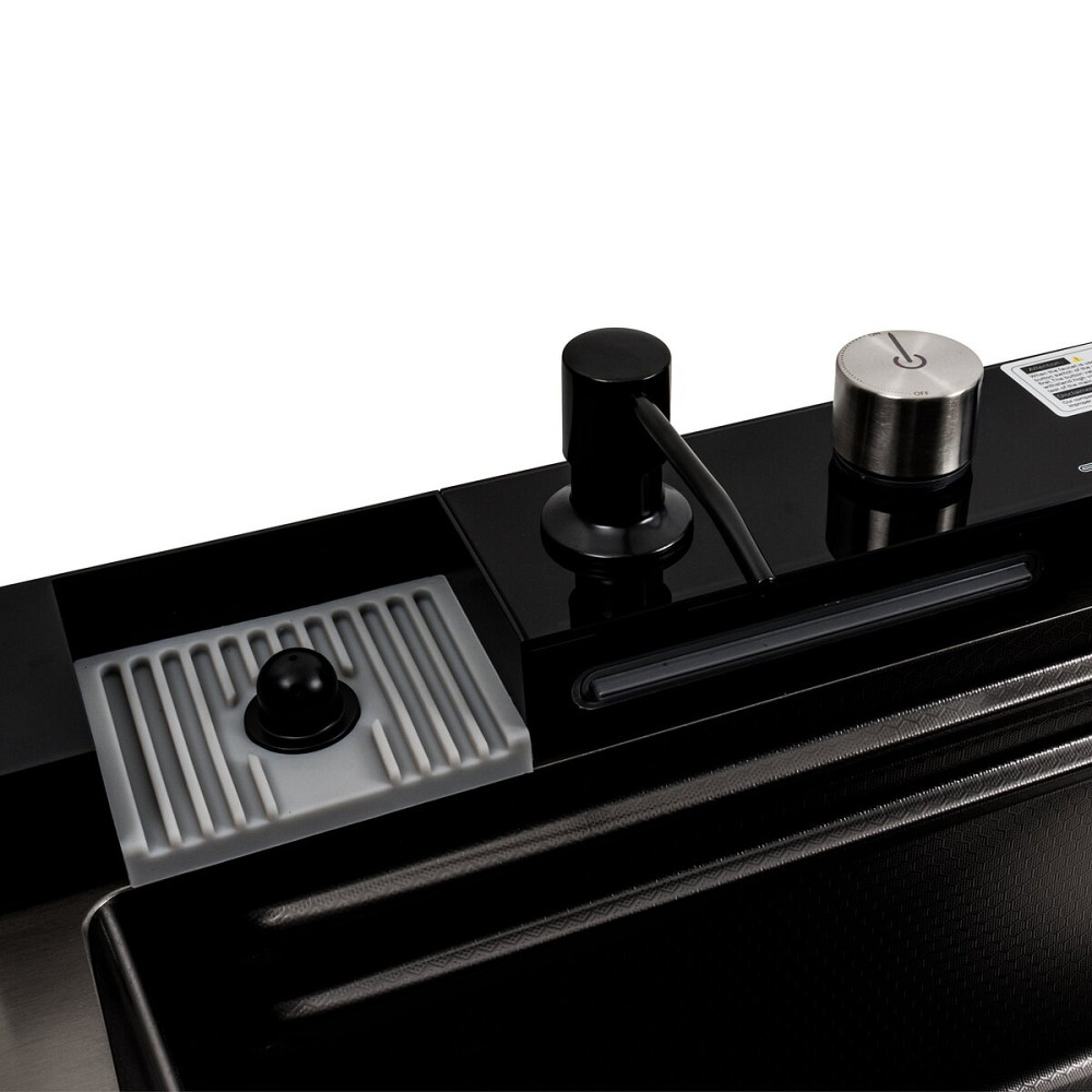 PLATINUM Кухонна мийка 75*45М PVD чорна Platinum Handmade "Водоспад" Коломия - фото 12