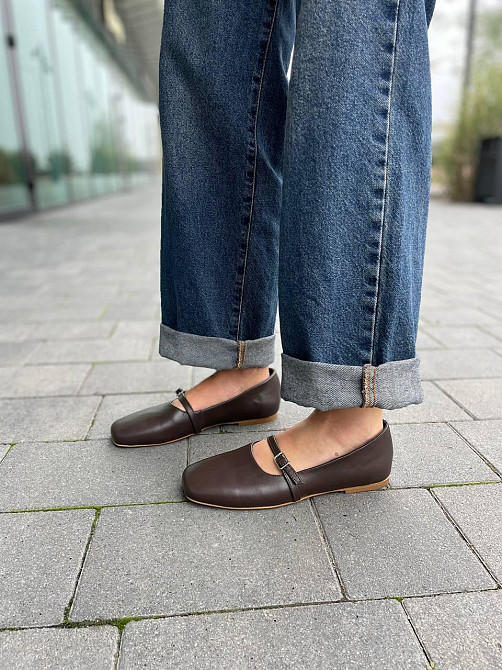 Roberto Netti Балетки женские Roberto Netti шоколадные натуральная кожа квадратный носок (3025) Коломия - фото 7