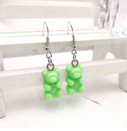 Дитячі сережки-пуссети червоні у вигляді мультяшного ведмедя, розмір 1,6*1см, смола Київ