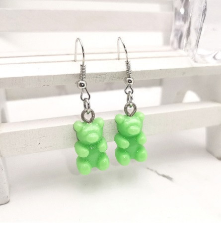 Дитячі сережки-пуссети червоні у вигляді мультяшного ведмедя, розмір 1,6*1см, смола Київ - фото 1