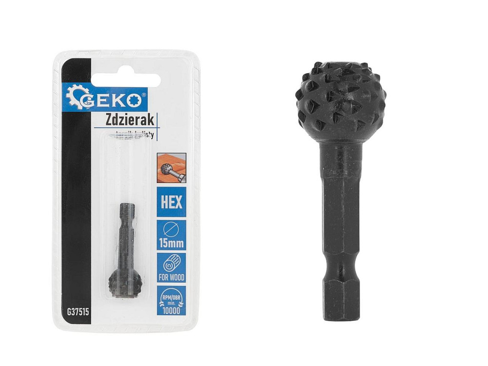 Рашпіль "GeKo" з хвостовиком Hex-E6,3 (під шуруповерт) діаметром 15мм кулястої форми Київ - фото 1