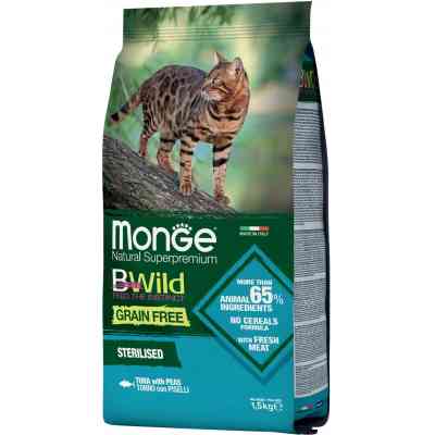 Сухий корм для кішок Monge Cat Bwild GR.FREE зі смаком тунця 1.5 кг (8009470012089) Вінниця