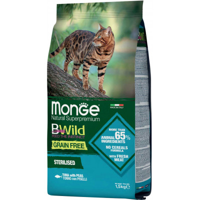 Сухой корм для кошек Monge Cat Bwild GR.FREE со вкусом тунца 1.5 кг (8009470012089) Винница - изображение 1