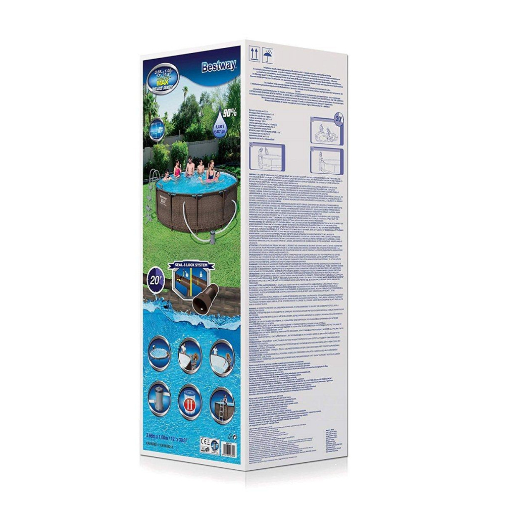 Каркасный бассейн ротанг 366х100 см в комплекте лестница и фильтр-насос 