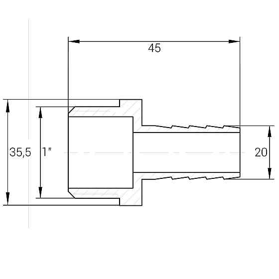 Штуцер 1″З 20мм нікельований NU5J2S OPTIMUM (000030855) Київ