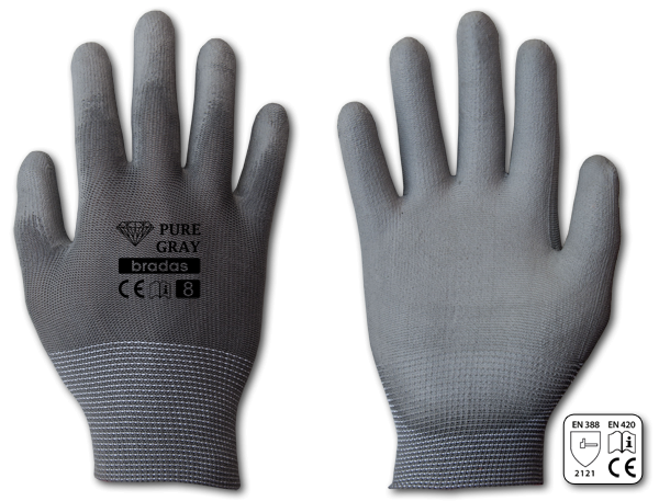 Рукавички захисні PURE GRAY поліуретан, розмір 9, RWPGY9 Київ - фото 1