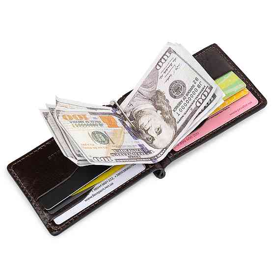 Мужской практичный зажим для денег GRANDE PELLE 11403 Темно-коричневый Киев