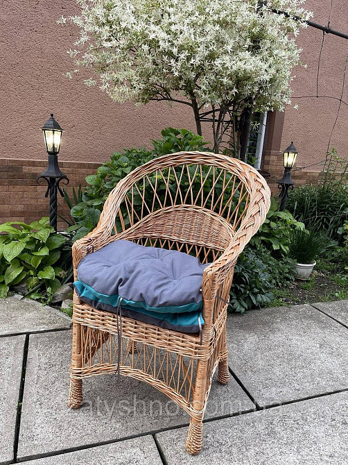 Крісло плтеное из лозы с подушкой голубой Киев - изображение 9