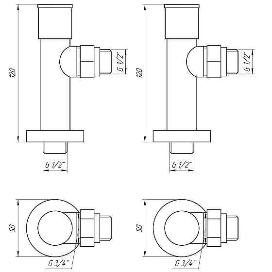 Набір Кран вентильний кутовий з американкою SOLOMON LUX 1/2″ 7777 (2шт.) WHITE (000020285) Київ