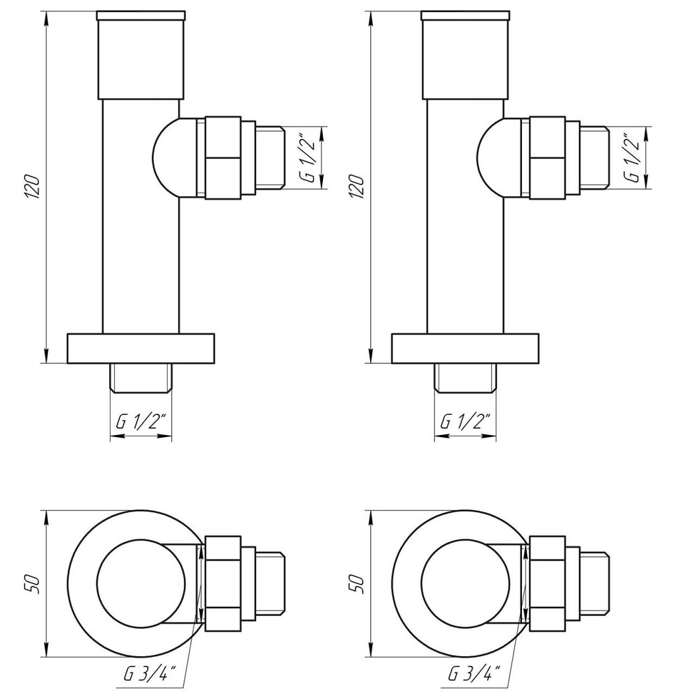 Набір Кран вентильний кутовий з американкою SOLOMON LUX 1/2″ 7777 (2шт.) WHITE (000020285) Київ - фото 5