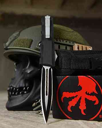 Нож выкидной Microtech чорно сірий Киев