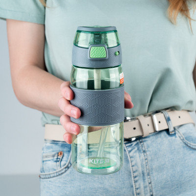 Поильник-непроливайка Kite 600 мл, зелено-серая (K24-1201-2) Винница - изображение 6