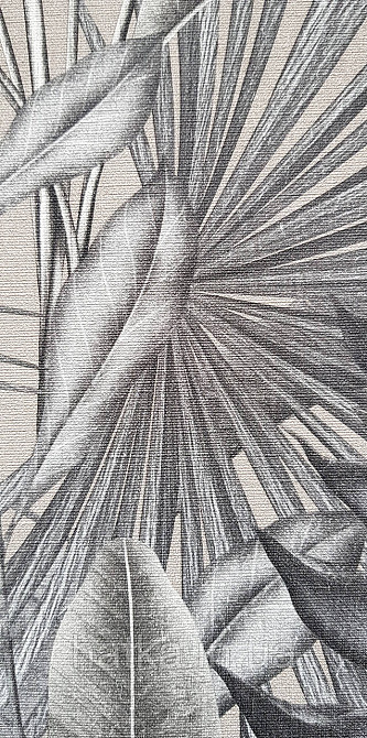 Шпалери вінілові на флізеліні AS creation Della Natura метрові 1.06Х10 листя банана пальми чорні сірі беж Київ - фото 3