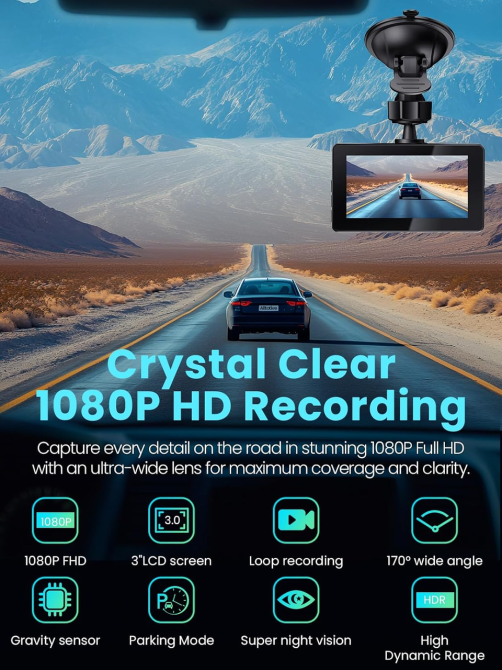 Відеореєстратор автомобільний Altotive E3 Dual 2 камери 1080P Full HD Реєстратор в авто з G-сенсором та карти пам'яті 32GB Київ - фото 11