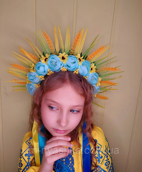 Віночок з колосками та стрічками Обідок обруч з квітами "Колоски середній" Кривий Ріг - фото 1