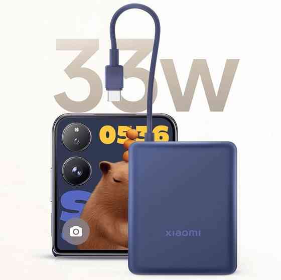 Павербанк 10000 mAh Xiaomi 33W быстрая зарядка встроенный кабель Ice Blue power bank повербанк Одесса