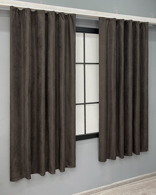 Комплект коротких штор VR-Textil Мікровелюр Petek YL № 1892ш Венге 140х170 см 2 шт (35-0422) Київ - фото 3