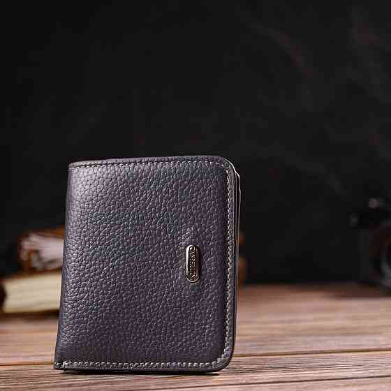 Лаконічний жіночий гаманець невеликого розміру з натуральної шкіри флотар Сірий (CANPELLINI) Київ