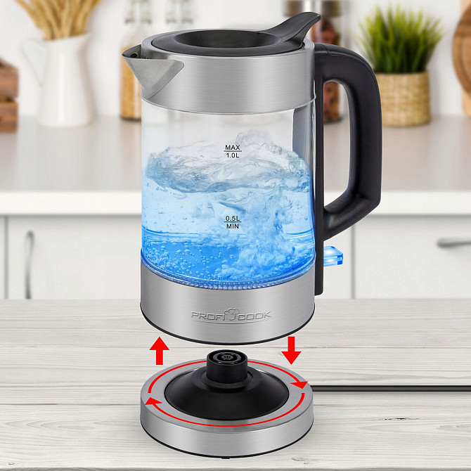 Электрический чайник стеклянный 1.5 литра с подсветкой Profi Cook PC-WKS (1107) 2200 Вт Нововолынск - изображение 10