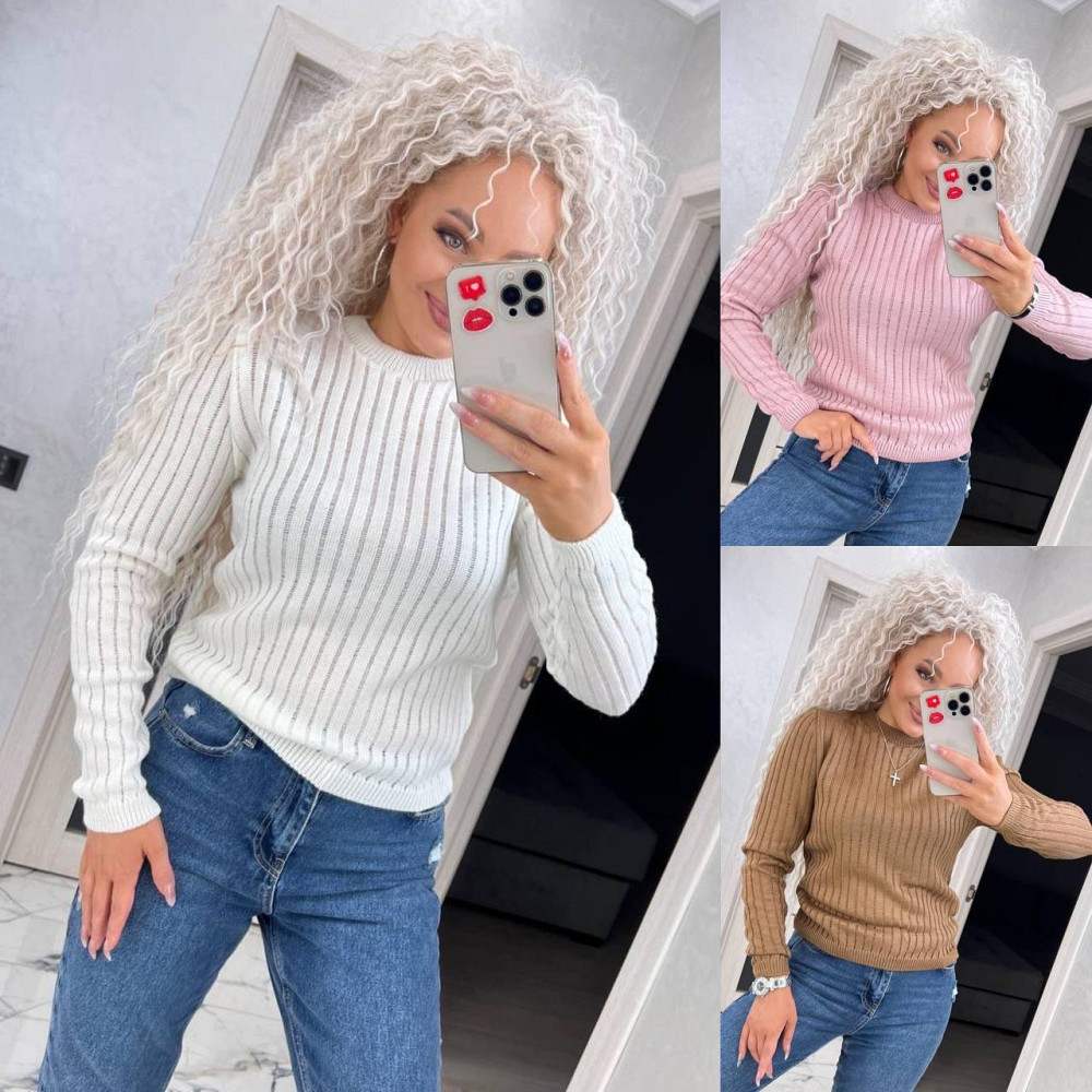 Женский модный вязаный свитер однотонный..42-48р Київ - фото 2