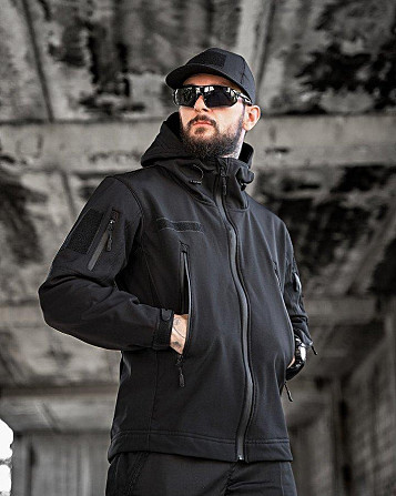 Тактическая куртка softshell masad черная Киев - изображение 1