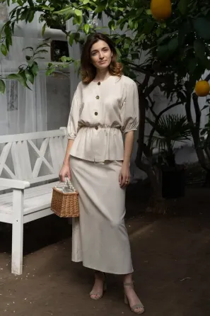 Женский льняной костюм двойка - стильный летний комплект - стильный летний комплект Одесса