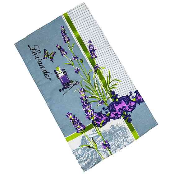 Кухонний рушник рогожка з петелькою та принтом lavender with perfume 35х61см 180г/м2 (Лавандовий) Суми