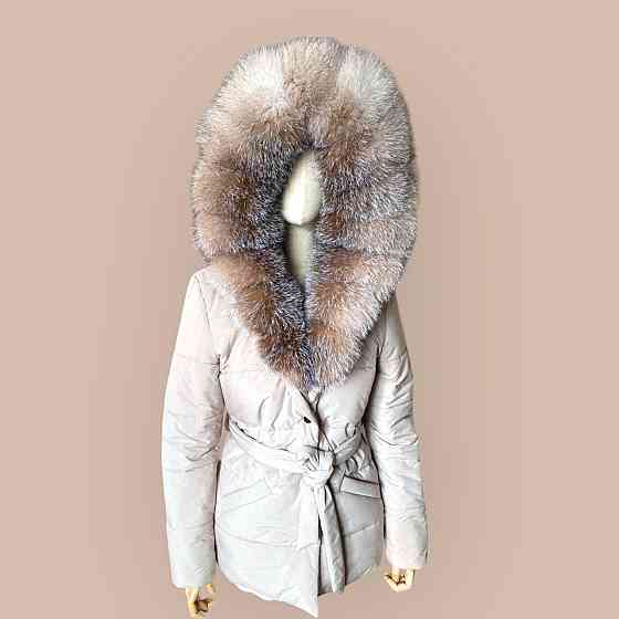 Жіночий пуховик Oslo з хутром фінського песця Бежевий, 52, Рудий Блюфрост Харків