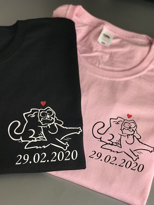 Парные футболки для парня и девушки с надписью Ваших индивидуальных дат Черновцы - изображение 1