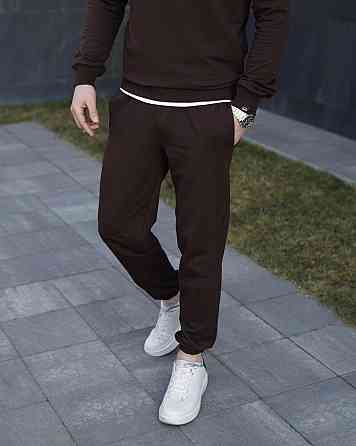 Чоловічі штани джогери з кишенями шоколадний Pobedov 95 Київ