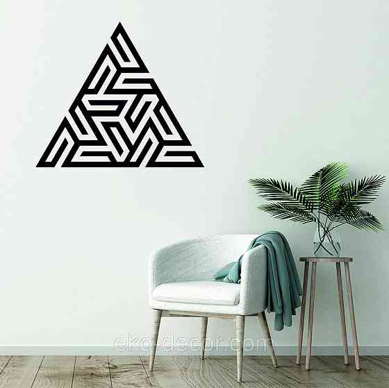 Декоративное настенное Панно «Треугольник» Декор на стену 70*70 см, Черный Киев