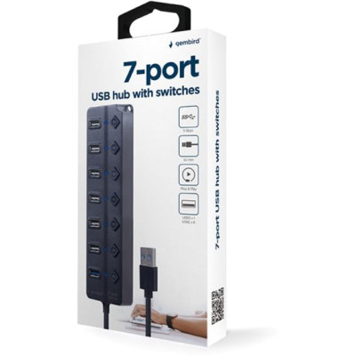Концентратор Gembird 7 ports (1xUSB3.1+6xUSB2.0) switch black (UHB-U3P1U2P6P-01) Винница - изображение 6