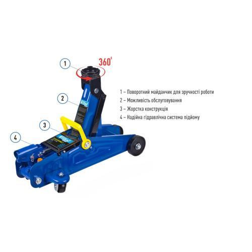 Гідравлічний домкрат 2 т з картонною коробкою, висота підйому 125-300 мм Iron Hand IH-125300DP, 6.3 кг Харків - фото 3