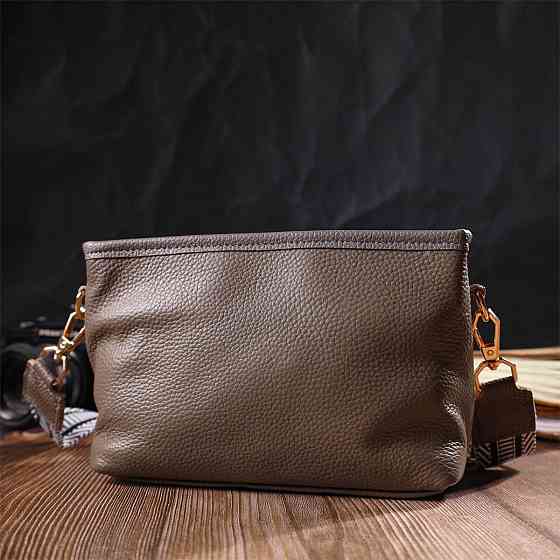 Компактна сумка на плече з натуральної шкіри Сіра (Vintage) Київ