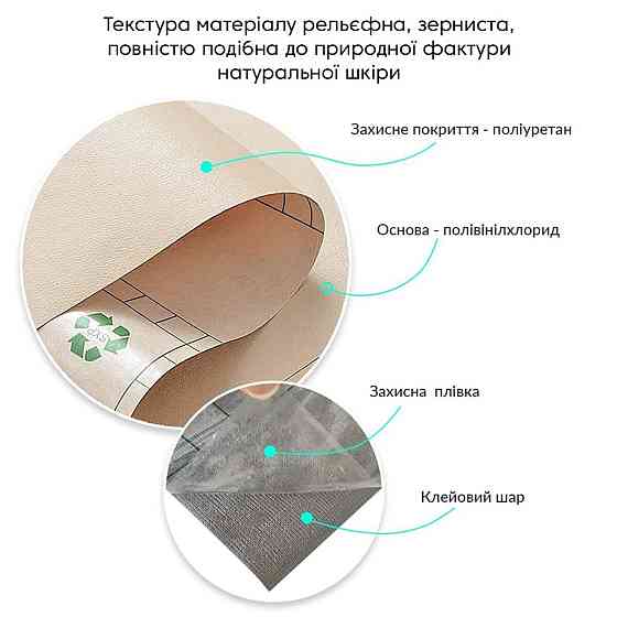 Самоклеюча екошкіра у рулоні 1.37х3м х 0.5мм Бежевий SW-00001170 Дніпро