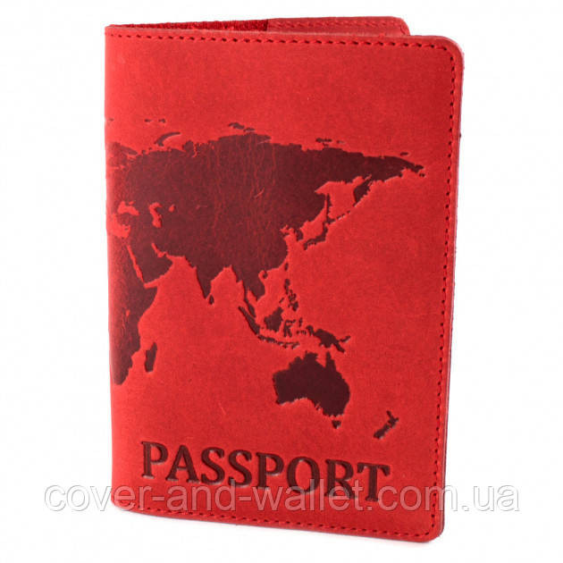 Шкіряна обкладинка на паспорт з тисненням карта світу ST Leather (чорна) Київ - фото 9