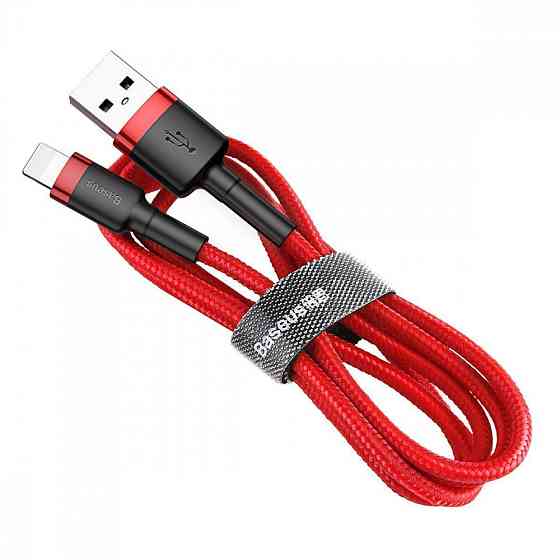 Кабель Baseus Cafule Lightning 2.4A 0.5м червоно-чорний Львів