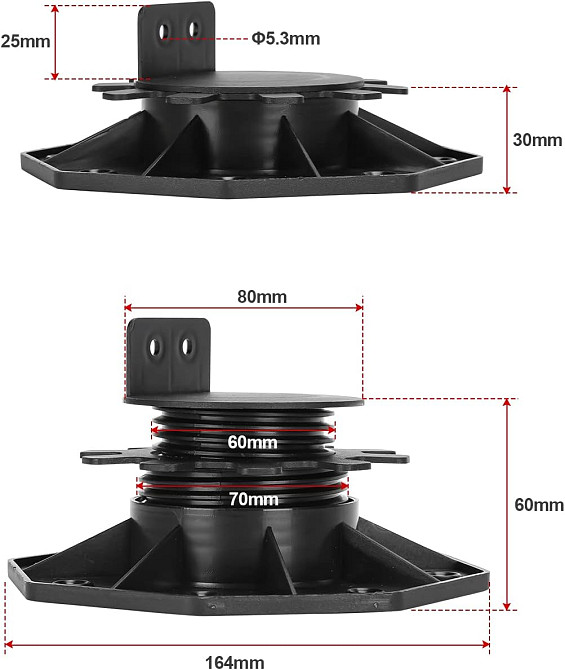 Регульовані опори Hengmei для монтажу терасної дошки та плитки 30-60 мм, 10 шт Луцк - изображение 1