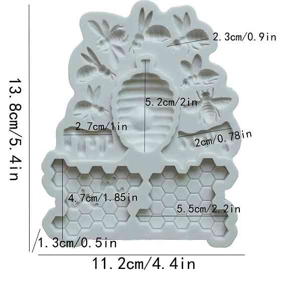 Молд силиконовый Пчела и соты 138 на 112 мм серый Киев