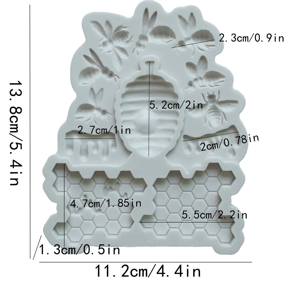Молд силиконовый Пчела и соты 138 на 112 мм серый Киев - изображение 2