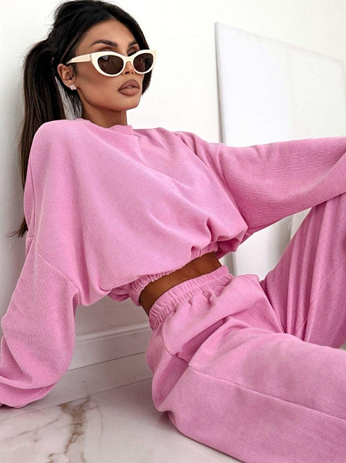 Женский стильный повседневный костюм двойка рубчик Розовый, 46/48 Одесса - изображение 3