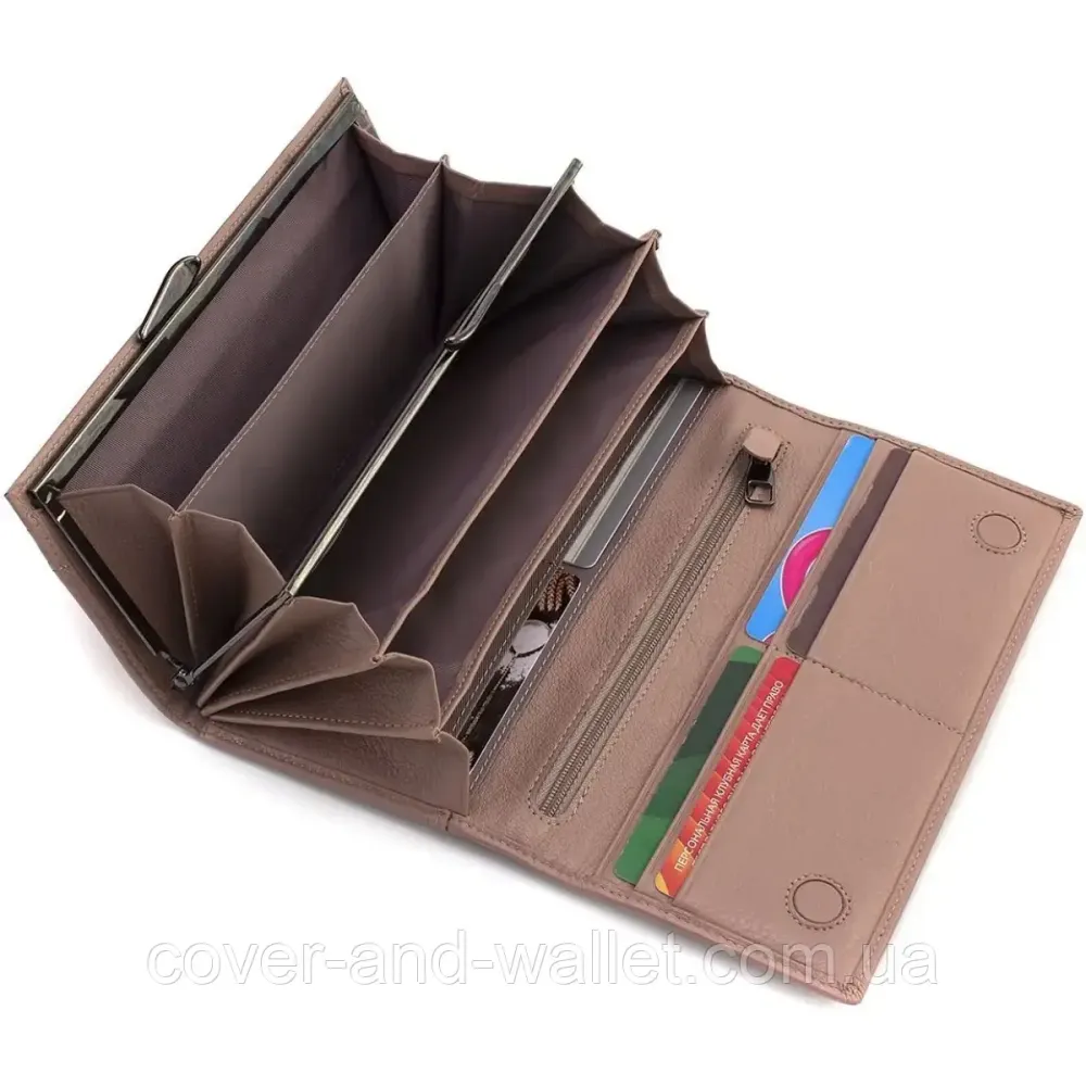 Элитный женский кошелек из натуральной кожи пудрового цвета Marco Coverna W001 Pudra Киев - изображение 6