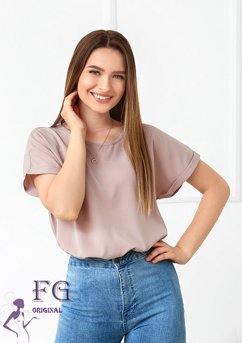 Літня блузка футболка вільного крою "Moment" оптом | Норма і батал Бежевий, 46-48 Київ - фото 1